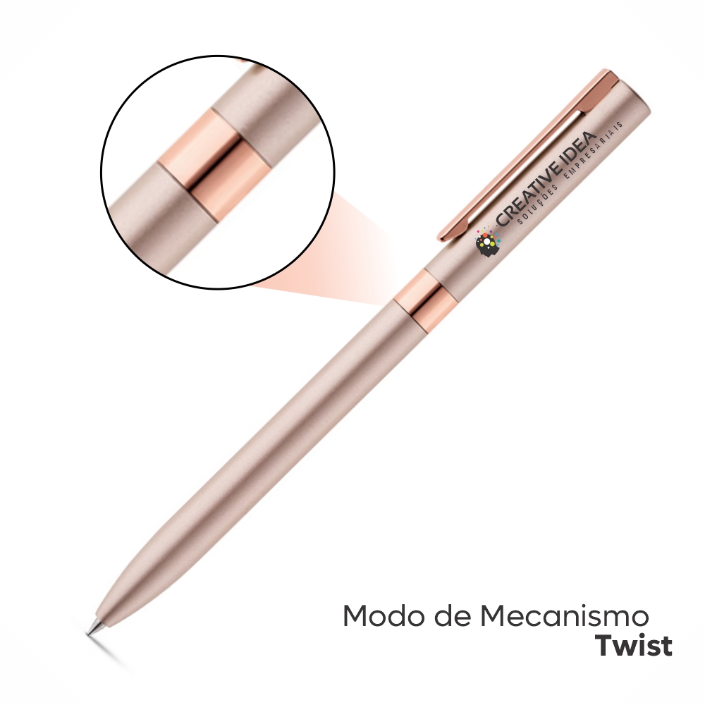 CANETAS IMPRESSÃO COLORIDA LINHA PREMIUM CLARE ROSA CLARO