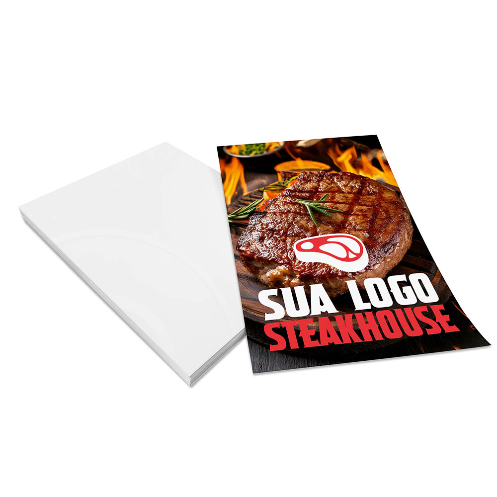 PANFLETOS, FLYERS E FOLHETOS APERGAMINHADO 240G 105X150MM - 4X0 - 50unid - PAP1105C8