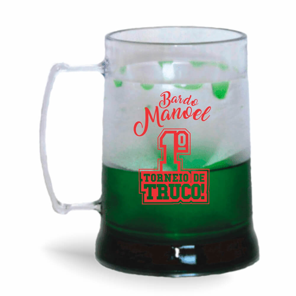 CANECA, COPOS E TAÇAS CANECAS CANECAS PLÁSTICAS COM GEL 300ML IMPRESSÃO 1 COR CRISTAL GEL VERDE